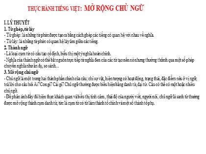 Bài giảng Ngữ văn 6 (Sách Cánh diều) - Bài 6: Truyện - Thực hành Tiếng Việt: Mở rộng chủ ngữ