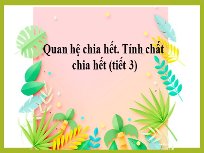 Bài giảng Toán Lớp 6 (Sách Cánh diều) - Đại số - Chương 1, Bài 7: Quan hệ chia hết, tính chất chia hết (Tiết 3)