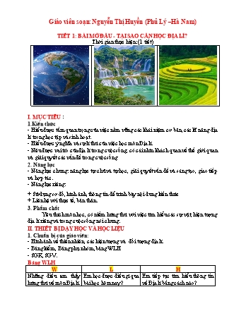 Giáo án Địa lí Lớp 6 Sách Chân trời sáng tạo - Chương trình cả năm - Nguyễn Thị Huyền