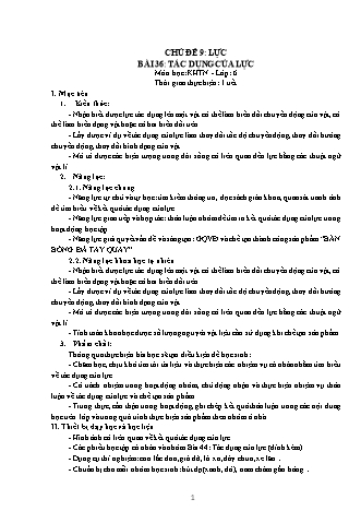Giáo án Khoa học tự nhiên Lớp 6 Sách Chân trời sáng tạo - Chủ đề 9 - Bài 36: Tác dụng của lực