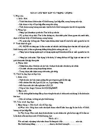 Giáo án Khoa học tự nhiên Lớp 6 Sách Chân trời sáng tạo - Chủ đề 9 - Bài 37: Lực hấp dẫn và trọng lượng