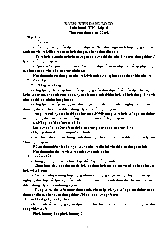 Giáo án Khoa học tự nhiên Lớp 6 Sách Chân trời sáng tạo - Chủ đề 9 - Bài 39: Biến dạng lò xo