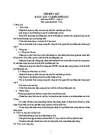 Giáo án Khoa học tự nhiên Lớp 6 Sách Chân trời sáng tạo - Chủ đề 9 - Bài 35: Lực và biểu diễn lực