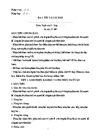 Giáo án môn Ngữ văn 6 - Học kì 1