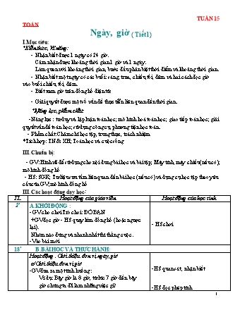 Giáo án Toán Lớp 2 Sách Chân trời sáng tạo - Tuần 15