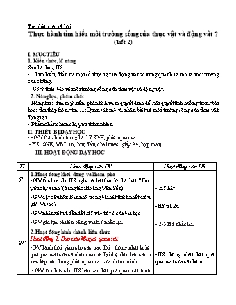 Giáo án Tự nhiên và Xã hội Lớp 2 Sách Chân trời sáng tạo - Tuần 18