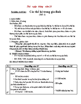 Giáo án Tự nhiên và Xã hội Lớp 2 Sách Chân trời sáng tạo - Tuần 1