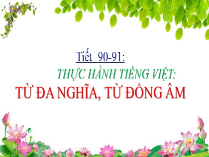 Giáo án Ngữ Văn Lớp 6 - Tiết 90+91: Thực hành Tiếng Việt: Từ đa nghĩa, từ đồng âm