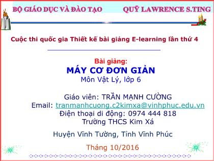 Bài giảng Vật lí Lớp 6 - Máy cơ đơn giản - Trần Mạnh Cường