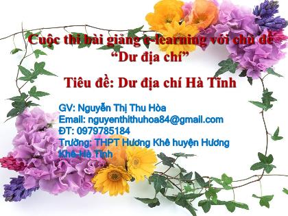 Chuyên đề Dư địa chí Hà Tĩnh - Nguyễn Thị Thu Hòa