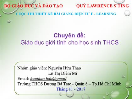 Chuyên đề Giáo dục giới tính cho học sinh Trung học cơ sở