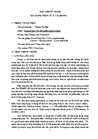 Thuyết minh Bài giảng E-learning Tiếng Anh Lớp 8 - Unit 7: My neighborhood - Lesson 1: Getting started, listen and read - Hoàng Thị Đào