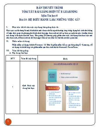 Thuyết minh Bài giảng E-learning Tin học Lớp 6 - Bài 10: Hệ điều hành làm những việc gì? - Hoàng Xuân Thủy