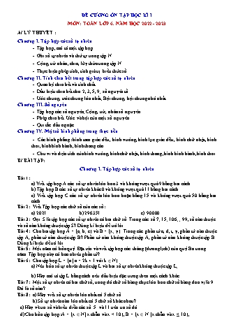 Đề cương ôn tập cuối học kì 1 môn Toán 6 - Năm học 2022-2023