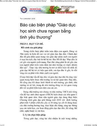 Sáng kiến kinh nghiệm Một số biện pháp giáo dục học sinh chưa ngoan dành cho Lớp 6