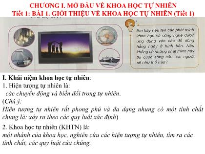 Bài giảng Hóa học 6 - Tiết 1, Bài 1: Giới thiệu về khoa học tự nhiên (tiết 1)