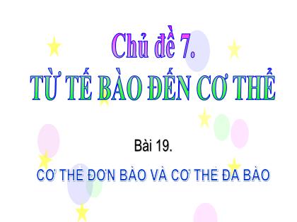 Bài giảng Khoa học tự nhiên Lớp 6 (Chân trời sáng tạo) - Bài 19: Cơ thể đơn bào và cơ thể đa bào