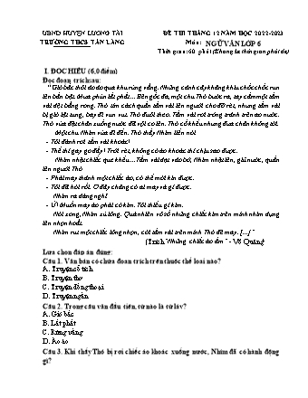 Đề thi khảo sát Tháng 12 môn Ngữ văn 6 - Trường THCS Tân Lãng (Có đáp án)