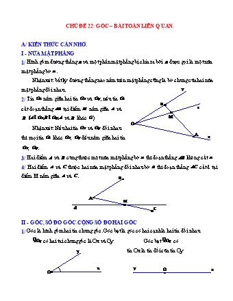 Bồi dưỡng học sinh giỏi môn Toán Lớp 6 - Chủ đề 22: Góc – bài toán liên quan (Có đáp án)