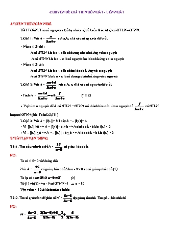 Bồi dưỡng học sinh giỏi môn Toán Lớp 6 - Chuyên đề: Giá trị nhỏ nhất – lớn nhất (Có đáp án)
