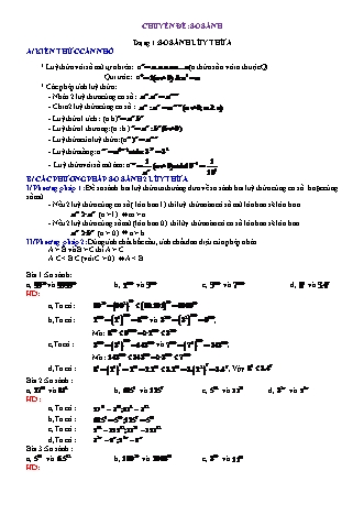 Bồi dưỡng học sinh giỏi môn Toán Lớp 6 - Chuyên đề: So sánh (Có đáp án)