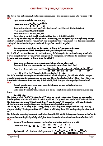 Chuyên đề bồi dưỡng học sinh giỏi môn Toán Lớp 6 - Chuyên đề 12: Tỉ lệ thuận, tỉ lệ nghịch (Có đáp án)