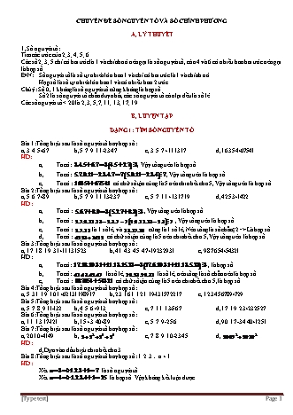 Chuyên đề bồi dưỡng học sinh giỏi môn Toán Lớp 6 - Chuyên đề 6: Số nguyên tố và số chính phương (Có đáp án)