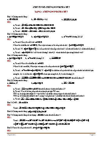 Chuyên đề bồi dưỡng học sinh giỏi môn Toán Lớp 6 - Chuyên đề 9: Chứng minh chia hết (Có đáp án)