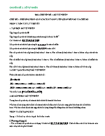 Chuyên đề bồi dưỡng HSG môn Đại số Lớp 6 - Chuyên đề 1: Số tự nhiên - Chủ đề 1: Phương pháp giải các bài toán liên quan đến số và chữ số