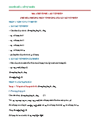 Chuyên đề bồi dưỡng HSG Toán Lớp 6 - Chuyên đề 1: Số tự nhiên - Chủ đề 3: Phương pháp tính tổng của dãy số tự nhiên