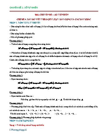 Chuyên đề bồi dưỡng HSG Toán Lớp 6 - Chuyên đề 1: Số tự nhiên - Chủ đề 4: Dãy số viết theo quy luật: Dãy cộng và các dãy khác