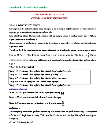 Chuyên đề bồi dưỡng HSG Toán Lớp 6 - Chuyên đề 11: Dữ liệu và xác suất thực nghiệm - Chủ đề 4: Xác suất thực nghiệm
