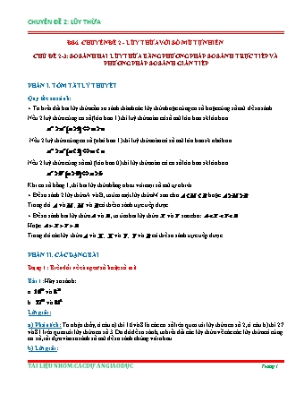 Chuyên đề bồi dưỡng HSG Toán Lớp 6 - Chuyên đề 2: Lũy thừa với số mũ tự nhiên - Chủ đề 2+3: So sánh hai lũy thừa bằng phương pháp so sánh trực tiếp và phương pháp so sánh gián tiếp