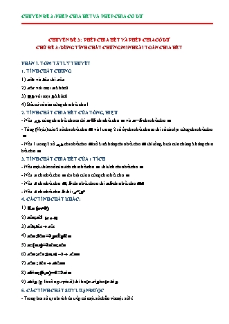 Chuyên đề bồi dưỡng HSG Toán Lớp 6 - Chuyên đề 3: Phép chia hết và phép chia có dư - Chủ đề 3: Dùng tính chất chứng minh bài toán chia hết