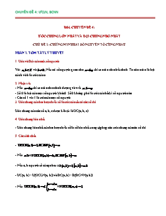 Chuyên đề bồi dưỡng HSG Toán Lớp 6 - Chuyên đề 4: ƯCLN, BCNN - Chủ đề 2: Chứng minh hai số nguyên tố cùng nhau