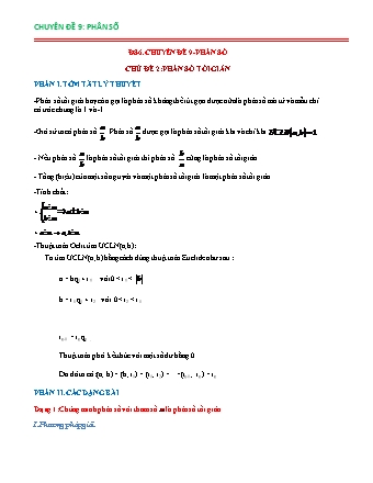 Chuyên đề bồi dưỡng HSG Toán Lớp 6 - Chuyên đề 9: Phân số - Chủ đề 2: Phân số tối giản