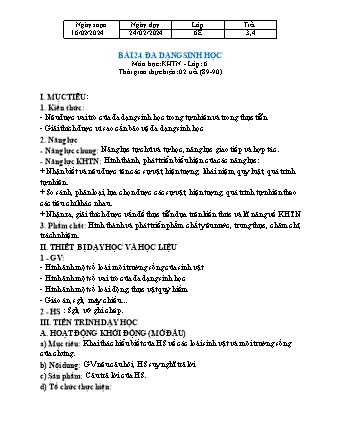 Bài giảng Khoa học tự nhiên 6 (Kết nối tri thức) - Bài 24: Đa dạng sinh học - Trường THCS Nguyễn Chuyên Mỹ