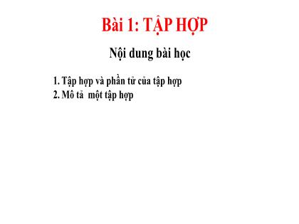 Bài giảng Toán 6 (Kết nối tri thức) - Chương 1 - Bài 1: Tập hợp - Trường THCS Đông Hải