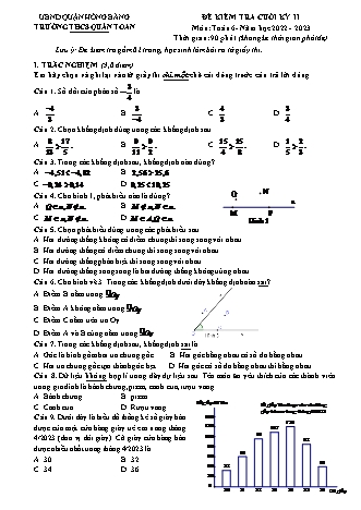 Đề kiểm tra cuối học kì 2 môn Toán 6 - Năm học 2022-2023 - Trường THCS Quán Toan (Có đáp án)