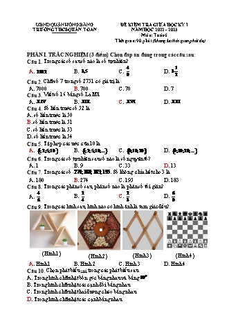 Đề kiểm tra giữa học kì 1 môn Toán Lớp 6 - Năm học 2022-2023 - Trường THCS Quán Toan (Có đáp án)