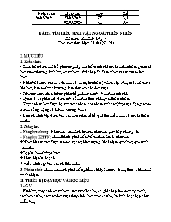 Giáo án Khoa học tự nhiên 6 (Kết nối tri thức) - Bài 25: Tìm hiểu sinh vật ngoài thiên nhiên - Năm học 2023-2024 - Trường THCS Nguyễn Chuyên Mỹ