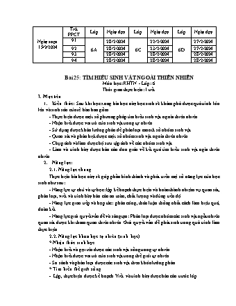 Giáo án Khoa học tự nhiên 6 (Kết nối tri thức) - Bài 25: Tìm hiểu sinh vật ngoài thiên nhiên - Năm học 2024-2025 - Trường THCS Nguyễn Chuyên Mỹ