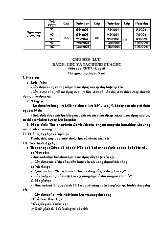 Giáo án Khoa học tự nhiên 6 (Kết nối tri thức) - Bài 26: Lực và tác dụng của lực - Năm học 2024-2025 - Trường THCS Nguyễn Chuyên Mỹ