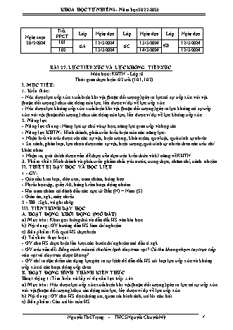 Giáo án Khoa học tự nhiên 6 (Kết nối tri thức) - Bài 27: Lực tiếp xúc và lực không tiếp xúc - Năm học 2024-2025 - Trường THCS Nguyễn Chuyên Mỹ