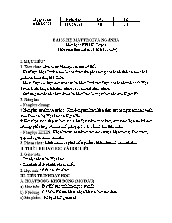 Giáo án Khoa học tự nhiên 6 (Kết nối tri thức) - Bài 35: Hệ mặt trời và ngân hà - Trường THCS Nguyễn Chuyên Mỹ