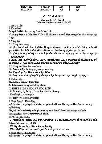 Giáo án Khoa học tự nhiên 6 (Kết nối tri thức) - Bài: Ôn tập cuối kì 2 - Trường THCS Nguyễn Chuyên Mỹ