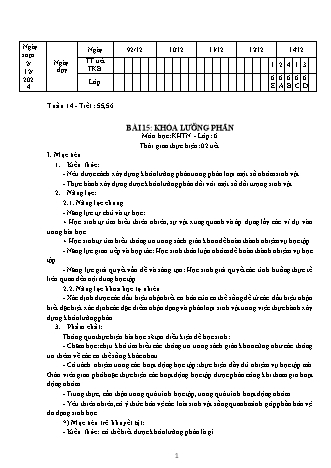 Giáo án Khoa học tự nhiên 6 (Kết nối tri thức) - Tuần 14 - Bài 15: Khóa lưỡng phân - Trường THCS Nguyễn Chuyên Mỹ