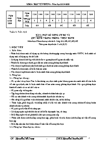 Giáo án Khoa học tự nhiên 6 (Kết nối tri thức) - Tuần 2 - Bài 2: Một số dụng cụ đo và quy định trong phòng thực hành - Năm học 2024-2025 - Nguyễn Thế Trọng