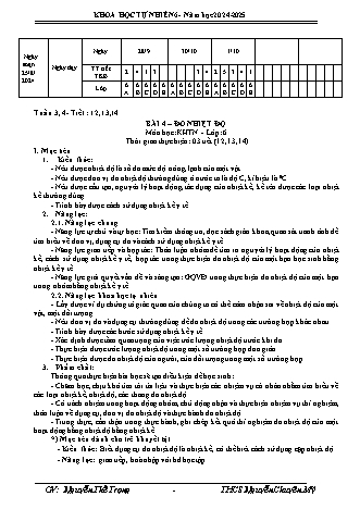Giáo án Khoa học tự nhiên 6 (Kết nối tri thức) - Tuần 3+4 - Bài 4: Đo nhiệt độ - Năm học 2024-2025 - Nguyễn Thế Trọng