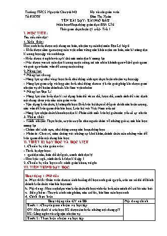 Kế hoạch bài dạy Địa lí 6 (Kết nối tri thức) - Tuần 1-8 - Năm học 2024-2025 - Đào Thị Xuân